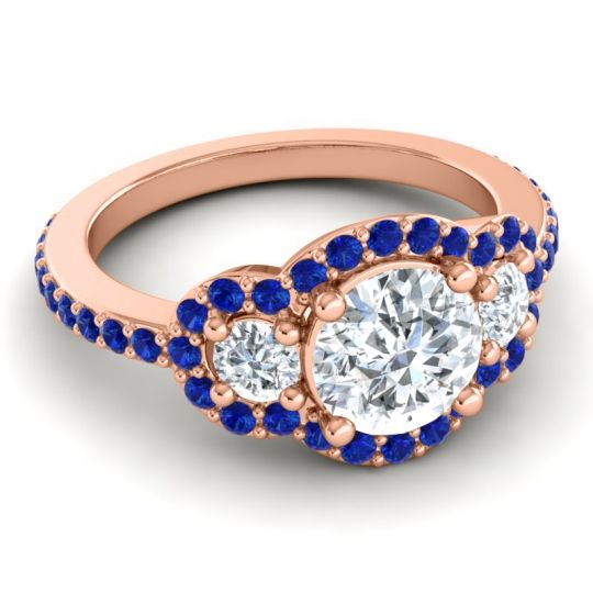 Three Stone Halo Sodarya Ring