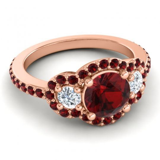 Three Stone Halo Sodarya Ring