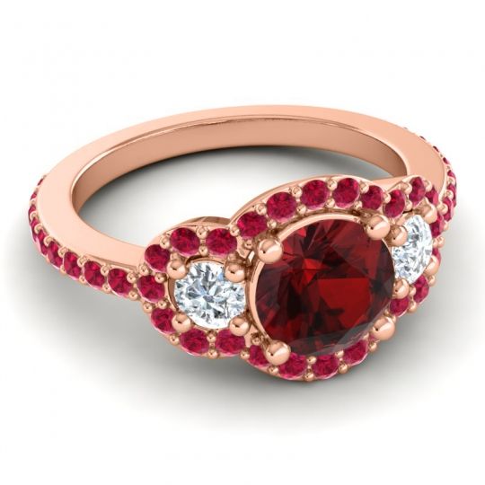 Three Stone Halo Sodarya Ring