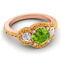 Three Stone Halo Sodarya Ring