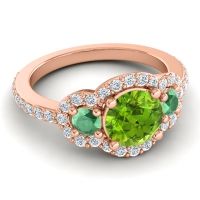 Three Stone Halo Sodarya Ring