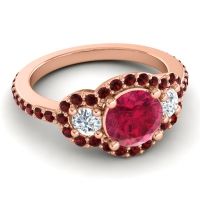 Three Stone Halo Sodarya Ring