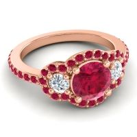 Three Stone Halo Sodarya Ring