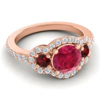 Three Stone Halo Sodarya Ring