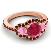 Three Stone Halo Sodarya Ring