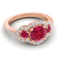 Three Stone Halo Sodarya Ring