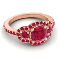 Three Stone Halo Sodarya Ring