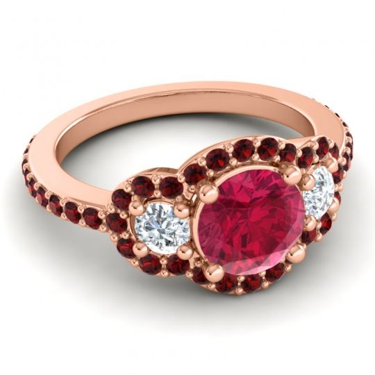 Three Stone Halo Sodarya Ring