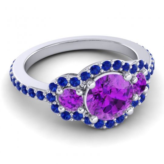 Three Stone Halo Sodarya Ring