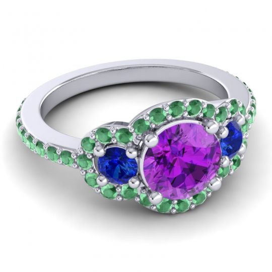 Three Stone Halo Sodarya Ring