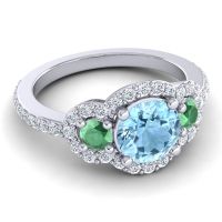 Three Stone Halo Sodarya Ring