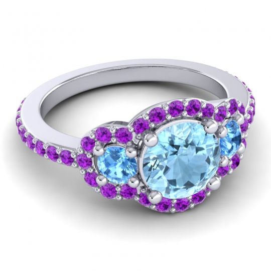 Three Stone Halo Sodarya Ring