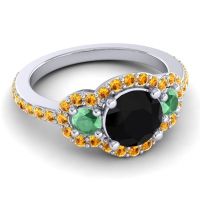 Three Stone Halo Sodarya Ring