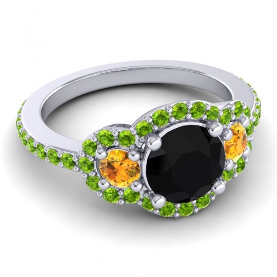 Three Stone Halo Sodarya Ring