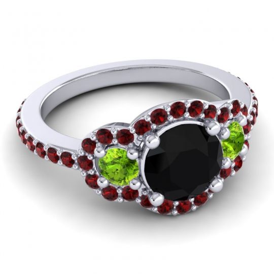 Three Stone Halo Sodarya Ring