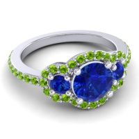 Three Stone Halo Sodarya Ring