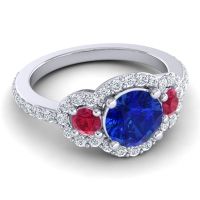 Three Stone Halo Sodarya Ring