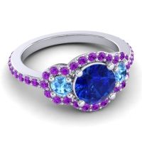 Three Stone Halo Sodarya Ring