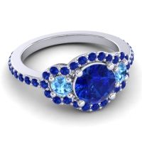 Three Stone Halo Sodarya Ring