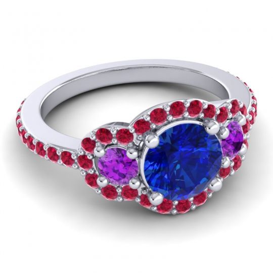 Three Stone Halo Sodarya Ring