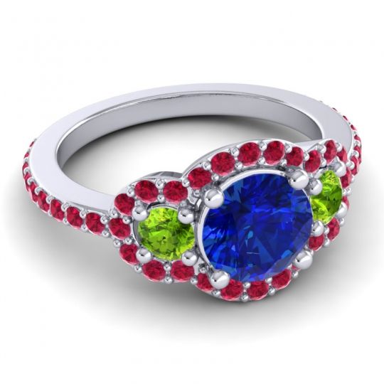 Three Stone Halo Sodarya Ring