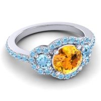 Three Stone Halo Sodarya Ring