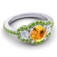 Three Stone Halo Sodarya Ring