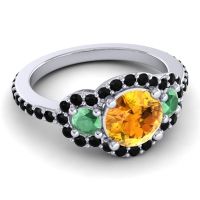 Three Stone Halo Sodarya Ring