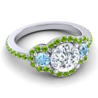 Three Stone Halo Sodarya Ring