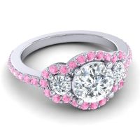 Three Stone Halo Sodarya Ring