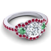 Three Stone Halo Sodarya Ring
