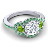 Three Stone Halo Sodarya Ring