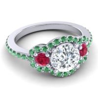 Three Stone Halo Sodarya Ring