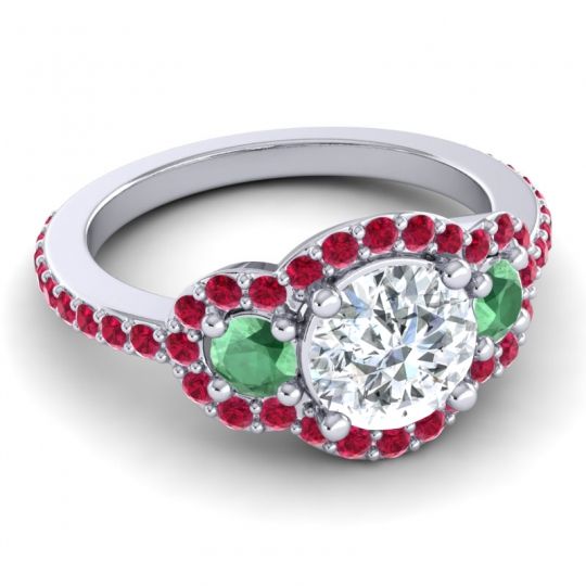 Three Stone Halo Sodarya Ring