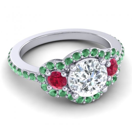 Three Stone Halo Sodarya Ring
