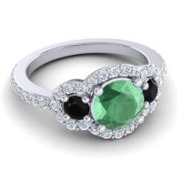 Three Stone Halo Sodarya Ring