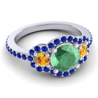 Three Stone Halo Sodarya Ring