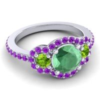 Three Stone Halo Sodarya Ring