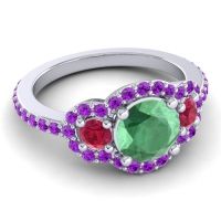 Three Stone Halo Sodarya Ring