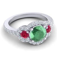 Three Stone Halo Sodarya Ring