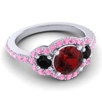 Three Stone Halo Sodarya Ring