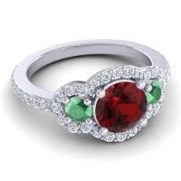 Three Stone Halo Sodarya Ring