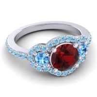 Three Stone Halo Sodarya Ring