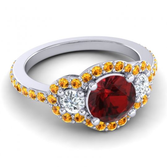 Three Stone Halo Sodarya Ring