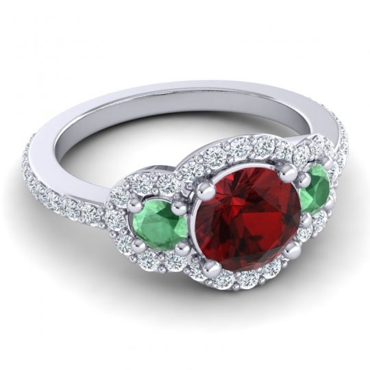 Three Stone Halo Sodarya Ring