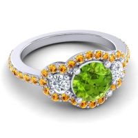 Three Stone Halo Sodarya Ring