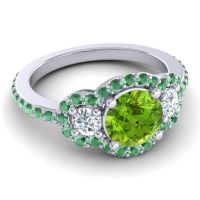 Three Stone Halo Sodarya Ring