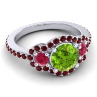 Three Stone Halo Sodarya Ring
