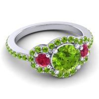 Three Stone Halo Sodarya Ring