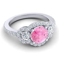 Three Stone Halo Sodarya Ring